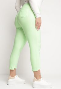 Born2be - Jasnozielone Spodnie z Nogawkami 7/8 i Kieszeniami Selandima. Kolor: zielony. Styl: elegancki
