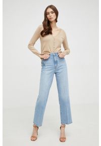 Guess kardigan damski kolor brązowy lekki. Okazja: na co dzień. Kolor: brązowy. Materiał: materiał, dzianina, wiskoza. Długość rękawa: długi rękaw. Długość: długie. Styl: casual #2