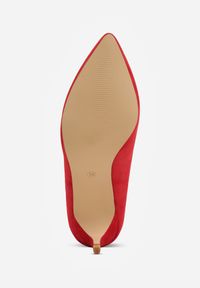 Born2be - Czerwone Klasyczne Czółenka na Szpilce Ovirissa. Okazja: do pracy, na spotkanie biznesowe. Kolor: czerwony. Materiał: futro. Wzór: aplikacja. Obcas: na szpilce. Styl: klasyczny #2