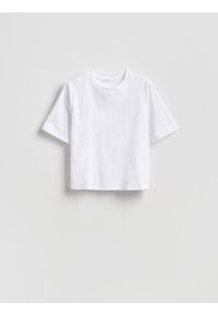 Reserved - T-shirt z bawełną - biały. Kolor: biały. Materiał: bawełna. Styl: klasyczny #1