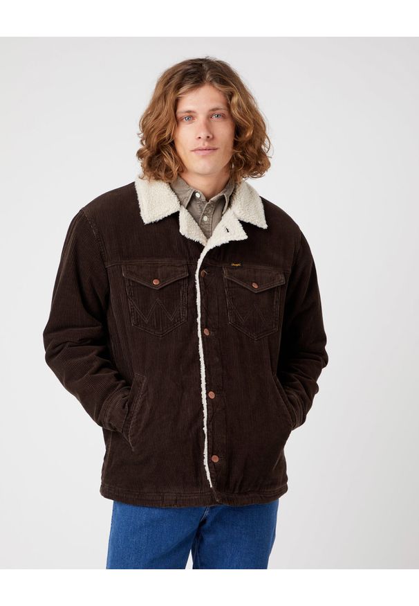 Wrangler - WRANGLER SHERPA JACKET MĘSKA KURTKA PRZEJŚCIOWA DELICIOSO BROWN W445AHH38