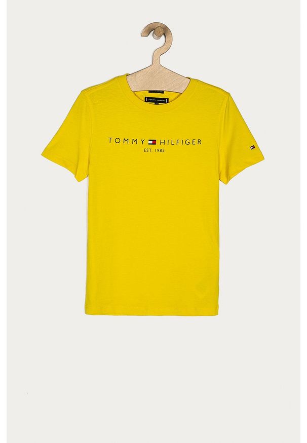 TOMMY HILFIGER - Tommy Hilfiger - T-shirt dziecięcy 74-176 cm. Okazja: na co dzień. Kolor: żółty. Materiał: bawełna, dzianina. Wzór: nadruk. Styl: casual