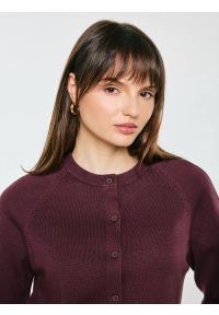 Big-Star - kardigan damski bawełniany bordowy karina 604. Kolor: czerwony. Materiał: bawełna. Sezon: jesień. Styl: klasyczny #4