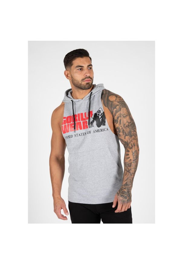 GORILLA WEAR - Tank Top fitness męski Gorilla Wear Rogers Hooded z kapturem. Typ kołnierza: kaptur. Kolor: szary