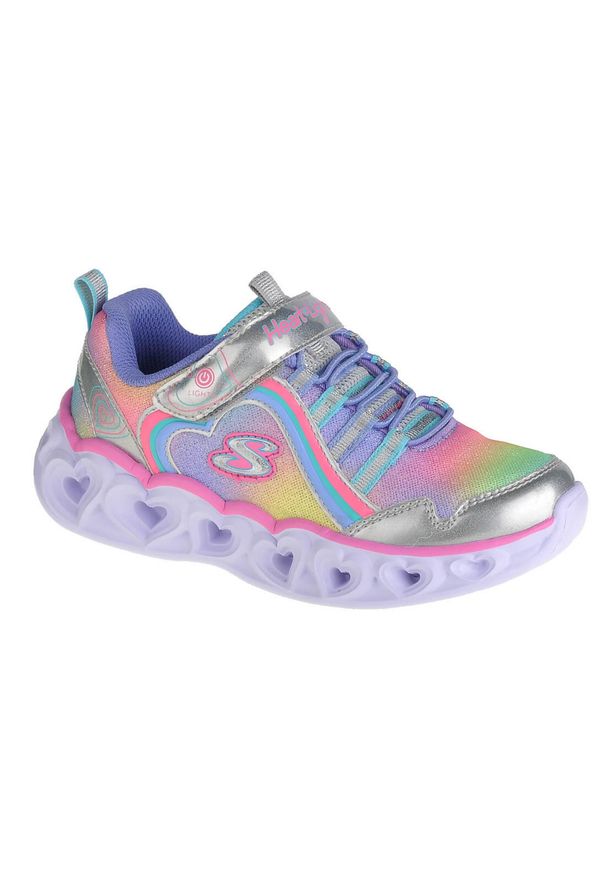 skechers - Buty do chodzenia dla dzieci Skechers Heart Lights Rainbow Lux. Zapięcie: rzepy. Kolor: wielokolorowy, różowy, niebieski, szary. Materiał: syntetyk, tkanina, materiał. Szerokość cholewki: normalna. Sport: turystyka piesza