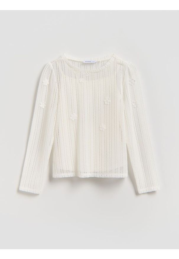 Reserved - Dzianinowa bluzka z topem - złamana biel. Materiał: dzianina