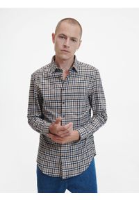 Reserved - Koszula w kratę regular fit - beżowy. Kolor: beżowy. Materiał: tkanina, bawełna #1