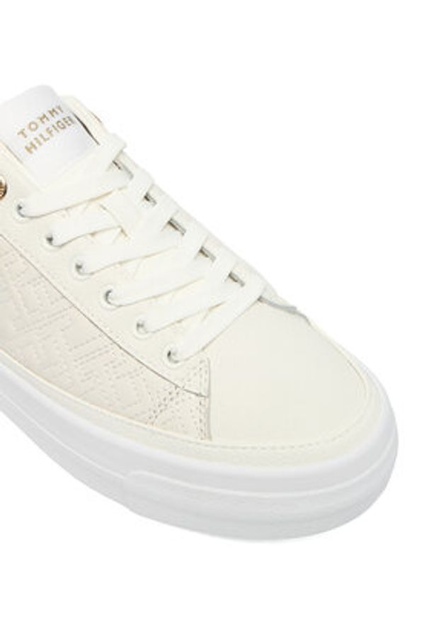 TOMMY HILFIGER - Tommy Hilfiger Sneakersy Th Platform Sneaker Quilted FW0FW09265 Écru. Materiał: skóra. Obcas: na platformie