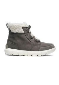 sorel - Buty do chodzenia damskie Sorel Explorer II Carnival Cozy WP. Wysokość cholewki: za kostkę. Zapięcie: sznurówki. Kolor: szary. Materiał: zamsz, skóra. Szerokość cholewki: normalna. Sport: turystyka piesza