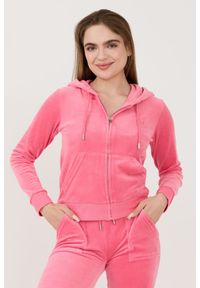 Juicy Couture - JUICY COUTURE Różowa damska bluza Robertson Hoodie, Rozmiar S. Kolor: różowy