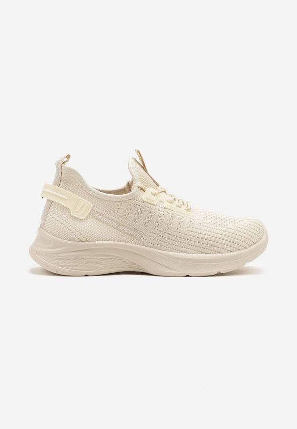 Born2be - Beżowe Buty Sportowe Sneakersy z Elastyczną Cholewką Ulithiela. Okazja: na co dzień, na spacer. Kolor: beżowy. Materiał: jeans. Szerokość cholewki: normalna. Sport: turystyka piesza