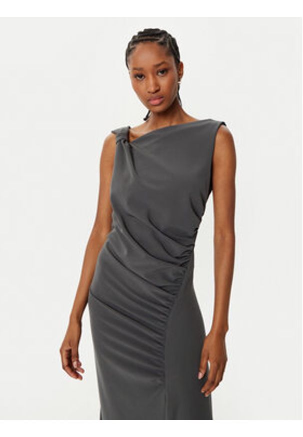 Imperial Sukienka koktajlowa AFATIKP Szary Slim Fit. Kolor: szary. Materiał: syntetyk. Styl: wizytowy