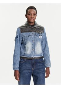 Desigual Kurtka jeansowa Contrast Mickey 25WWED16 Niebieski Regular Fit. Kolor: niebieski. Materiał: syntetyk, bawełna