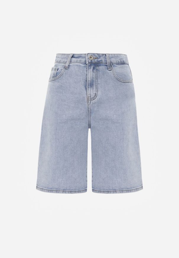 Renee - Jasnoniebieskie Jeansowe Szorty Casual Typu Jorts High Waits z Bawełny Nysalina. Okazja: na co dzień. Stan: podwyższony. Kolor: niebieski. Materiał: jeans, bawełna. Styl: casual