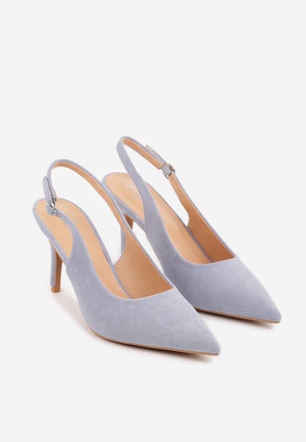 Renee - Niebieskie Sandały na Szpilce w Stylu Slingback Tarosie. Okazja: na co dzień. Zapięcie: sprzączka. Kolor: niebieski. Materiał: jeans. Sezon: wiosna. Obcas: na szpilce. Styl: casual, elegancki