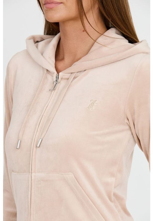Juicy Couture - JUICY COUTURE Beżowa bluza Robertson Hoodie. Kolor: beżowy