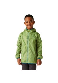 Regatta - Kurtka turystyczna dziecięca Lever II przeciwdeszczowa. Kolor: zielony. Sport: turystyka piesza #1