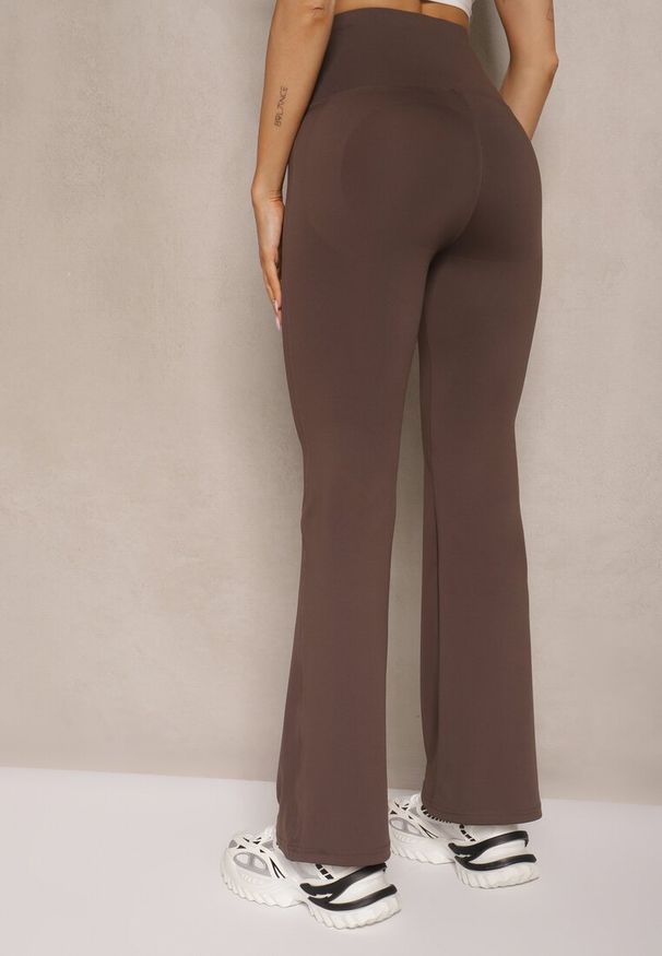 Renee - Brązowe Spodnie Dzwony High Waist Odavia. Okazja: na co dzień. Stan: podwyższony. Kolor: brązowy. Styl: casual, elegancki