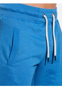 Ombre Clothing - Krótkie spodenki męskie z kieszeniami - niebieskie V5 OM-SRBS-0109 - XXL. Kolor: niebieski. Materiał: dzianina, poliester, bawełna. Długość: krótkie