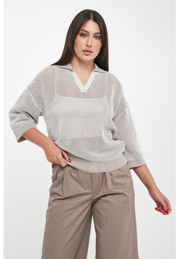 Sweter damski z kołnierzem polo PESERICO. Typ kołnierza: polo