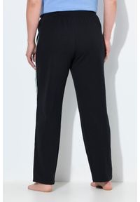 ULLA POPKEN - Damskie Spodnie dresowe paski po bokach proste nogawki elastyczny ściągacz. Kolekcja: plus size. Kolor: czarny. Materiał: bawełna, elastan, materiał. Wzór: paski