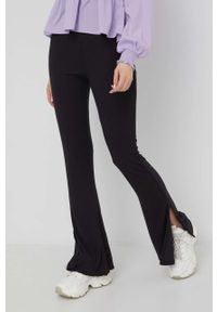 Brave Soul spodnie damskie kolor czarny dzwony high waist. Stan: podwyższony. Kolor: czarny. Materiał: materiał