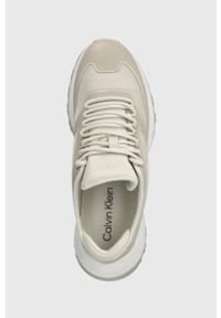 Calvin Klein sneakersy 2 PIECE SOLE RUNNER LACE UP kolor beżowy HW0HW01640. Nosek buta: okrągły. Zapięcie: sznurówki. Kolor: beżowy. Materiał: poliester, guma. Obcas: na platformie #5