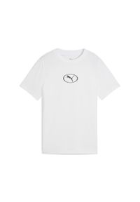 Puma - Młodzieżowa koszulka PUMA Sport z prążkowanym kołnierzem PUMA White. Kolor: biały. Materiał: prążkowany. Sport: joga i pilates