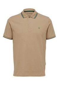 Selected Homme Polo 16087840 Beżowy Regular Fit. Typ kołnierza: polo. Kolor: beżowy #3