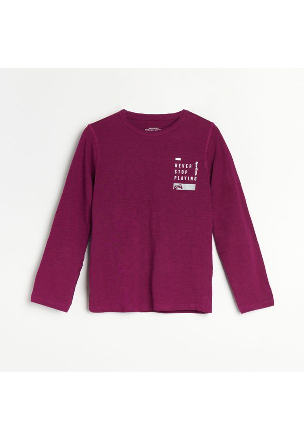 Reserved - Melanżowa koszulka z napisem - Fioletowy. Kolor: fioletowy. Wzór: melanż, napisy