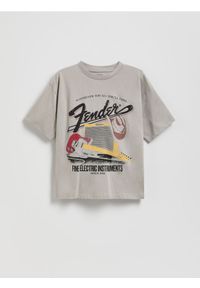 Reserved - T-shirt Fender - jasnoszary. Kolor: szary. Materiał: dzianina, bawełna #1