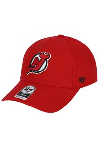 47 Brand - Czapka z daszkiem męska NHL New Jersey Devils MVP Cap. Kolor: czerwony. Materiał: jersey