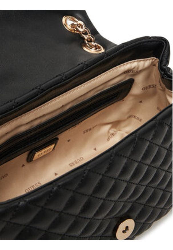 Guess Torebka Everlee HWQG86 79210 Czarny. Kolor: czarny. Materiał: skórzane