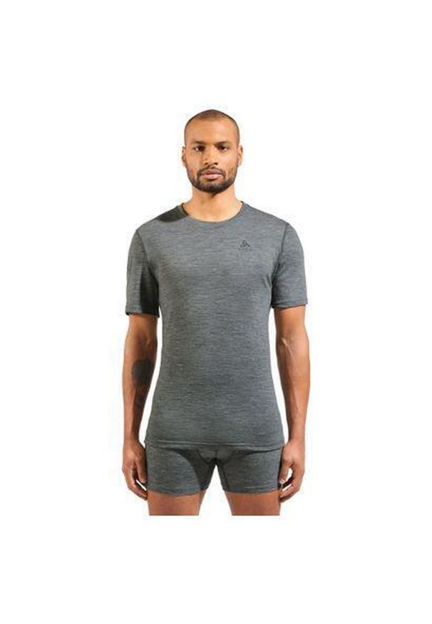 Odlo - Koszulka męska ODLO Merino 160 BL Top - 100% wełna merino, krótki rękaw. Kolor: szary. Materiał: wełna. Długość rękawa: krótki rękaw. Długość: krótkie