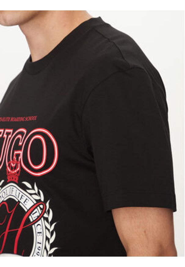 Hugo - HUGO T-Shirt Daporoni 50538254 Czarny Relaxed Fit. Kolor: czarny. Materiał: bawełna