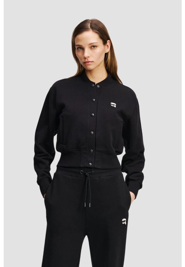 Karl Lagerfeld - KARL LAGERFELD Сzarny damski bomber Ikon Patch Buttons, Rozmiar L. Kolor: czarny