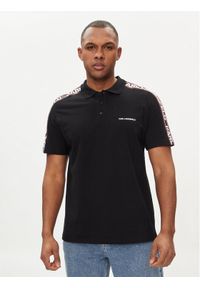 Karl Lagerfeld - KARL LAGERFELD Polo 241M2206 Czarny Regular Fit. Typ kołnierza: polo. Kolor: czarny. Materiał: bawełna