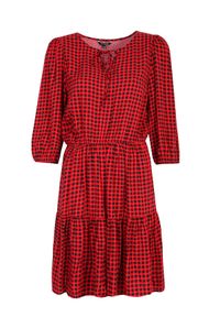 TOP SECRET - Sukienka mini z falbaną w kratę. Kolor: czerwony. Materiał: tkanina. Sezon: jesień. Długość: mini #7