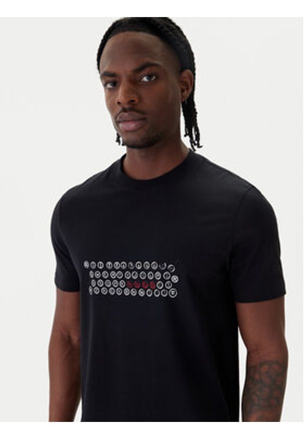 Hugo - HUGO T-Shirt Deyss 50553755 Czarny Regular Fit. Kolor: czarny. Materiał: bawełna