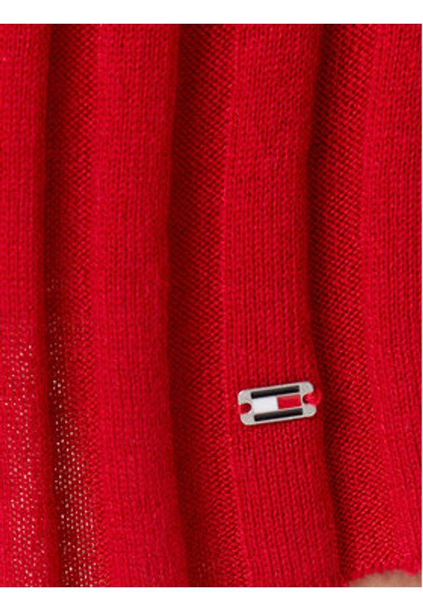TOMMY HILFIGER - Tommy Hilfiger Sukienka dzianinowa WW0WW45653 Czerwony Slim Fit. Kolor: czerwony. Materiał: lyocell