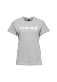 Koszulka sportowa z krótkim rękawem damska Hummel Cotton Logo. Kolor: szary. Długość rękawa: krótki rękaw. Długość: krótkie