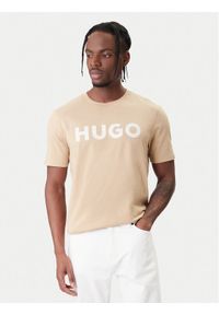 Hugo - HUGO T-Shirt Dulivio 50467556 Beżowy Regular Fit. Kolor: beżowy. Materiał: bawełna #1
