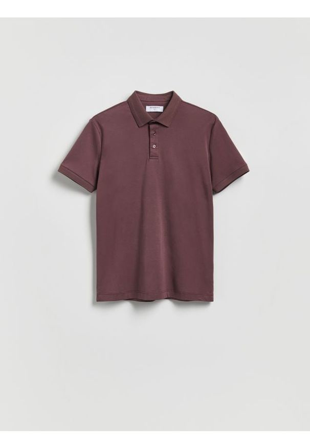 Reserved - Polo slim z bawełny pima - bordowy. Typ kołnierza: polo. Kolor: czerwony. Materiał: bawełna