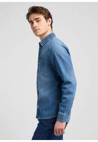 Lee - MESKA KOSZULA JEANSOWA LEE LEESURE SHIRT MID BLUE DENIM 112370551. Materiał: denim, jeans #4