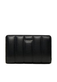 Calvin Klein Duży Portfel Damski Line Quilt Medium Bifold K60K612828 Czarny. Kolor: czarny. Materiał: skóra