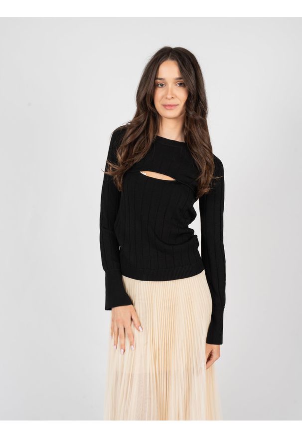 Patrizia Pepe Bluzka | DK0050/K9J5 | Kobieta | Czarny. Kolor: czarny. Materiał: poliamid, wiskoza. Długość: długie. Styl: elegancki