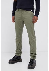 Tom Tailor - Spodnie. Kolor: zielony. Materiał: tkanina, bawełna. Wzór: gładki
