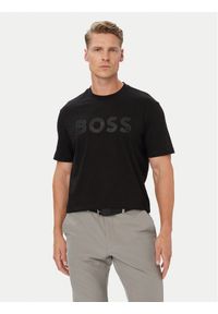 BOSS T-Shirt Structure Logo 50566883 Czarny Regular Fit. Kolor: czarny. Materiał: bawełna #1