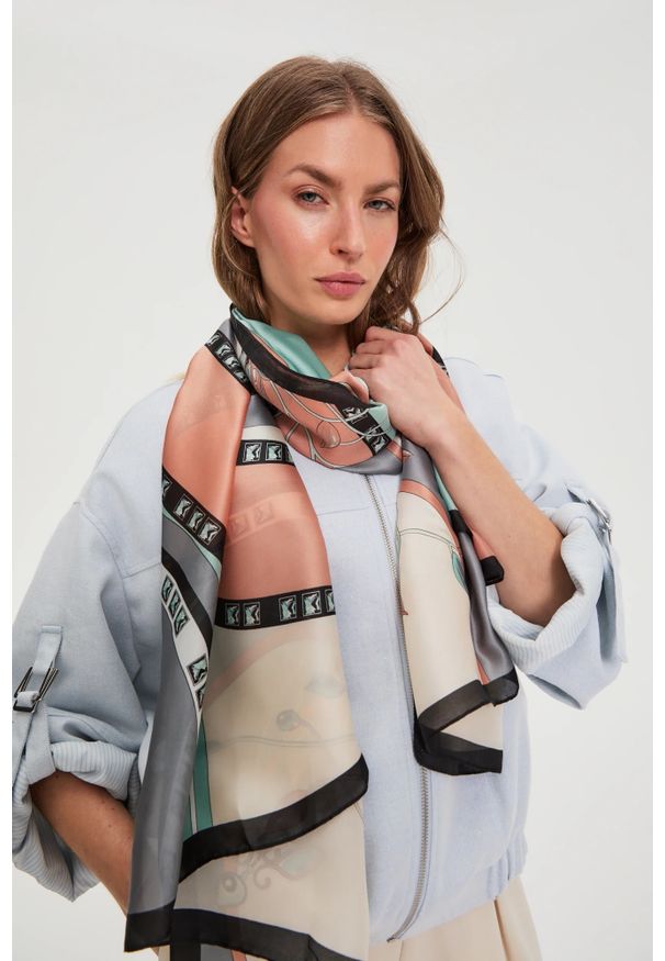 MOODO - Wzorzysty szal miętowy. Kolor: miętowy. Materiał: poliester