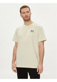 Under Armour T-Shirt Ua M Logo Emb Heavyweight Ss 1373997-273 Beżowy Loose Fit. Kolor: beżowy. Materiał: bawełna, syntetyk